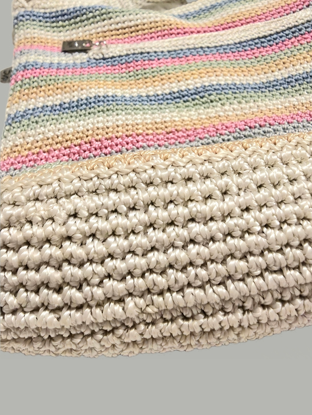 NEW The Sak -Striped Crochet Shoulder Bag in Rare Pastel Multicolor - Picture 5 of 9